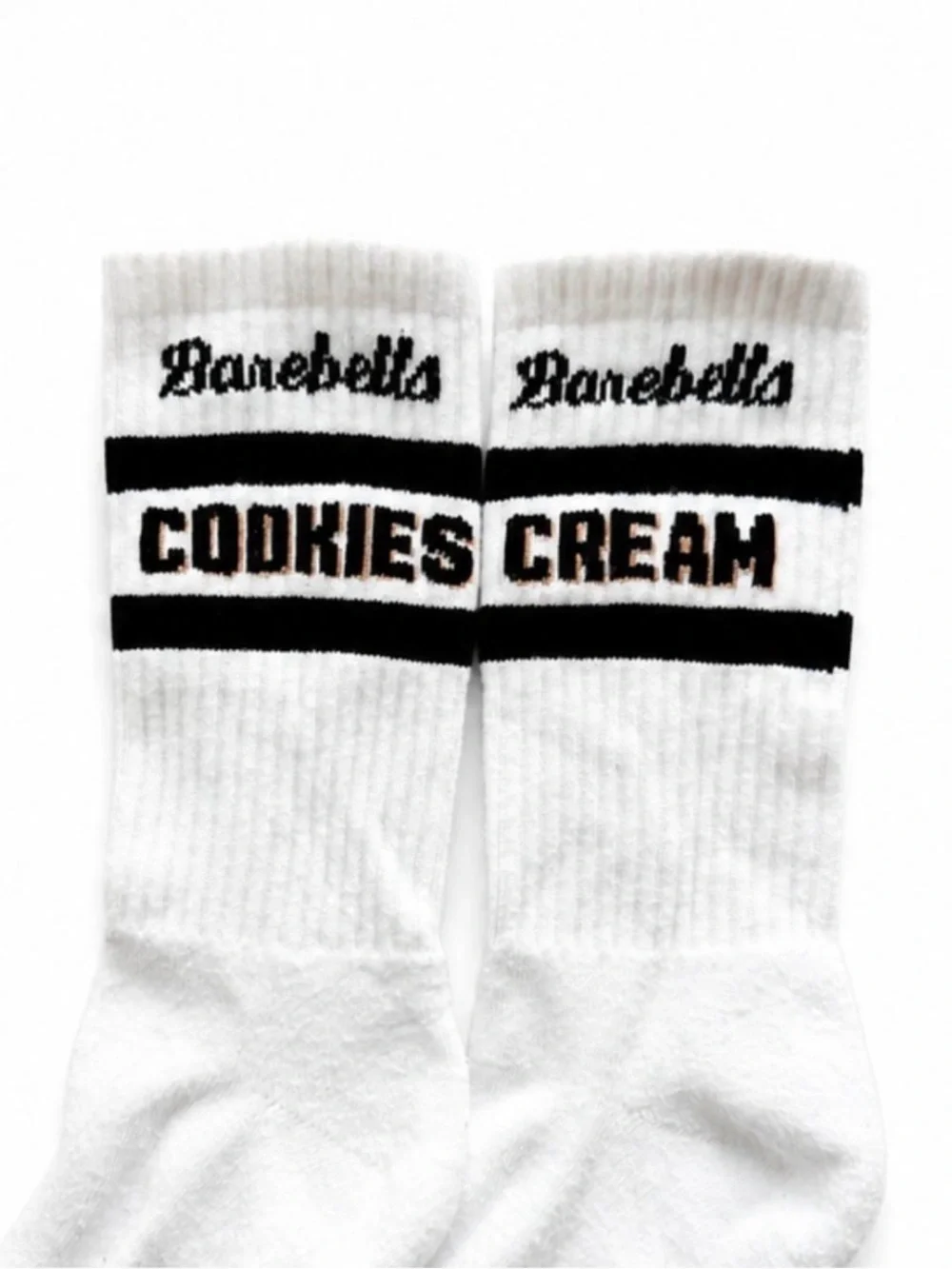Barebells Cookies & Cream Crew Socks M/L White Black Brand New